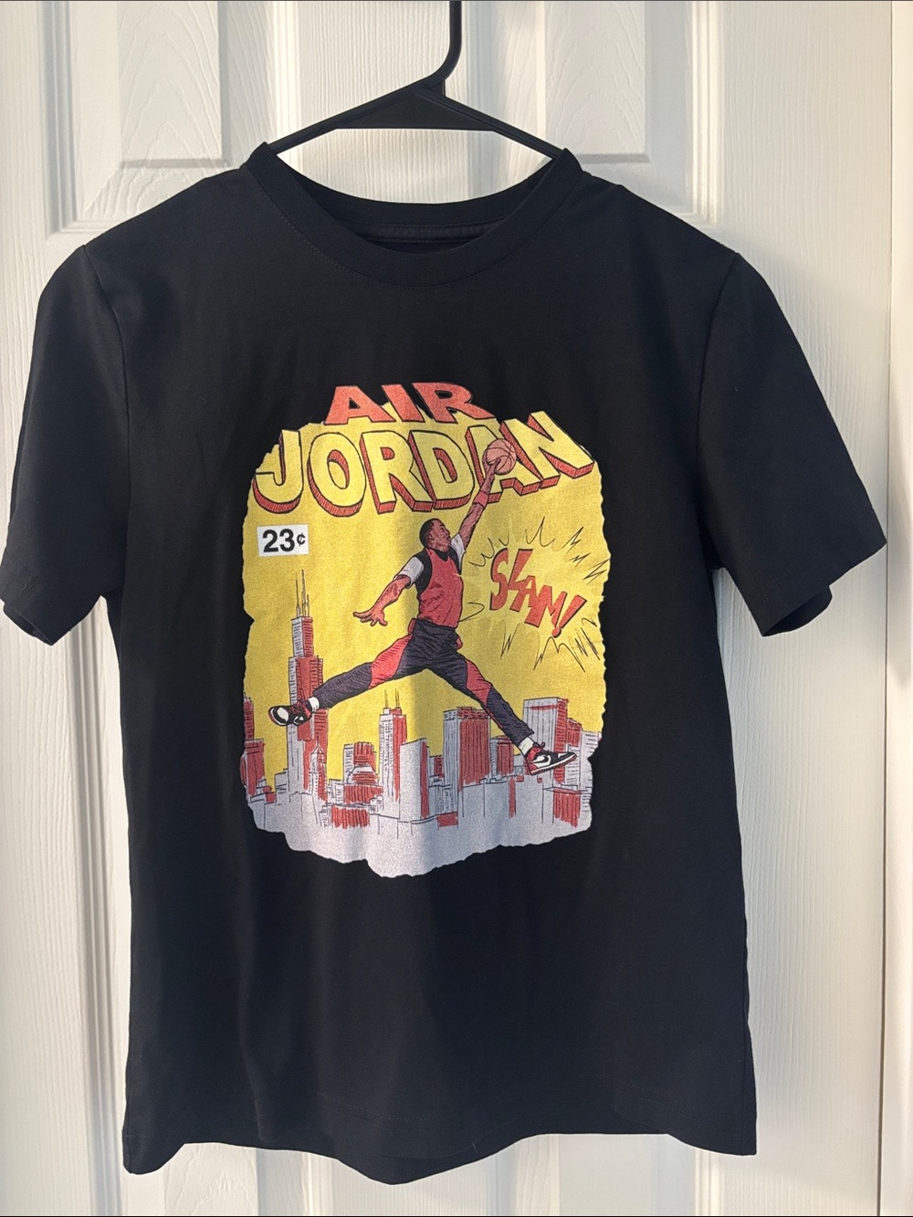 Jordan Black Tee with Yellow & Red Comic Graphic